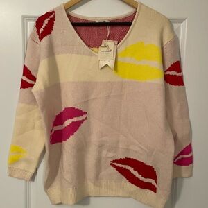 NWT Vici for Andthewhy Colorful Lip Oversized Comfy Sweater